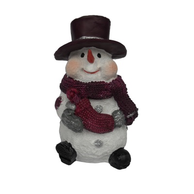 Sneeuwpop beeldje - paarse hoed