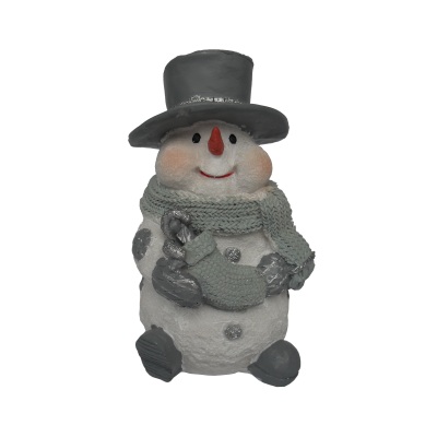 Sneeuwpop beeldje - grijze hoed